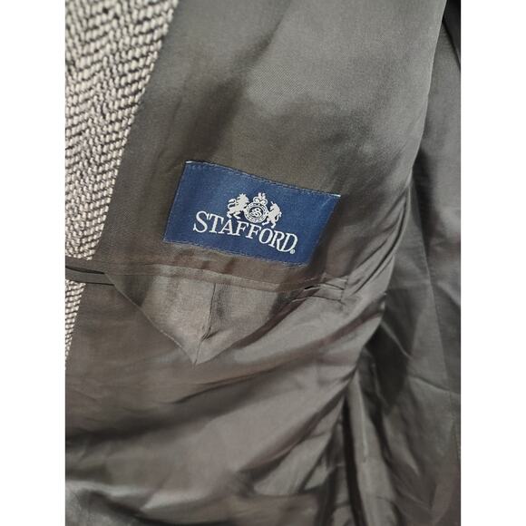 Stafford 100% Silk Men's Sport Coat 46L Salt & Pepper Church Business Preppy - Picture 6 of 11